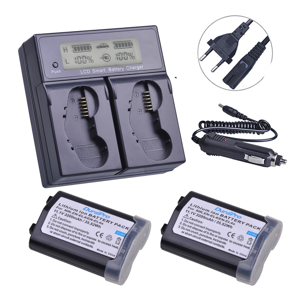 Batterie et chargeur 3200 EN EL4 EN-EL4 pour Nikon D3S, D3, D2Z, D2H, D2Hs, D2X, D2Xs, D3X, F6, EN-EL4a mAh