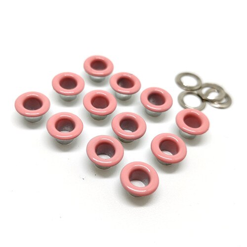Oeillet métallique pour Scrapbooking, 100 pièces, trou de 4mm, embellissement de bricolage pour vêtements de travail, couture de vêtements: 7 pink