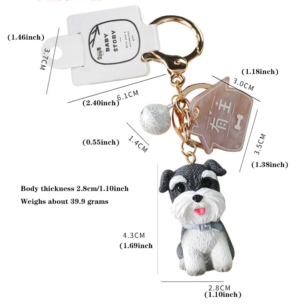 Simulation Dog Keychain Bichon Frise Schnauzer Pet Key Chains Holder Purse For Women Car Keyring Bag Pendant Jewelry Fine