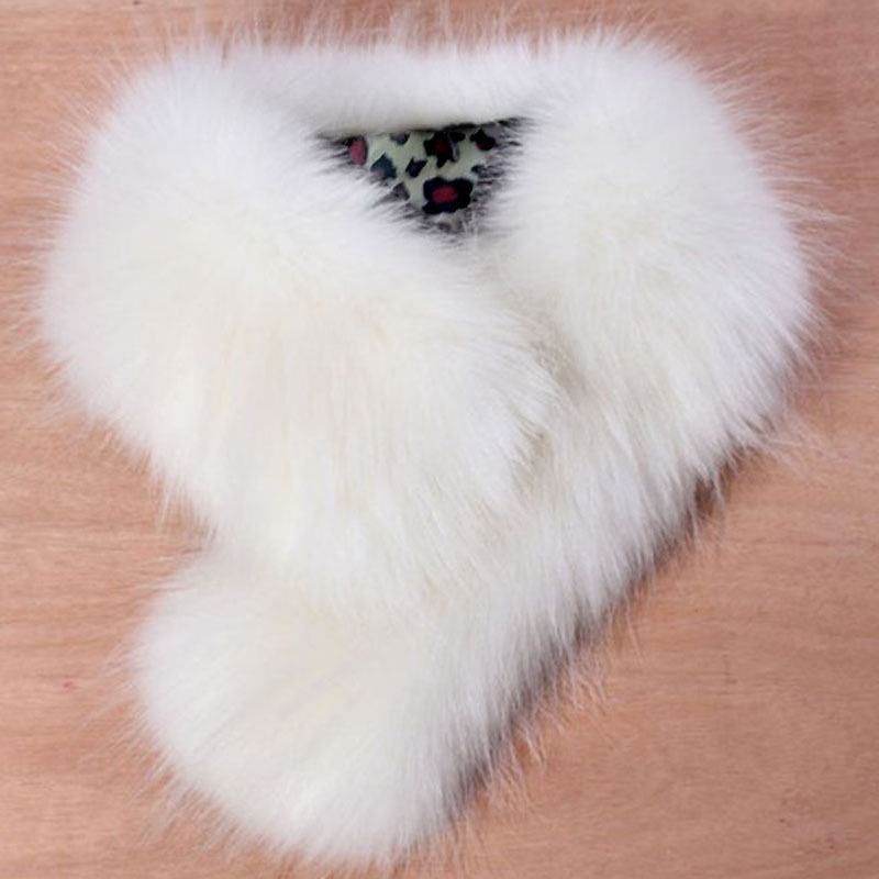 Bufandas de piel sintética para mujer, Collar, chal, chal, estola, capucha, embellecedor, mullido, , , de , Cuello de piel, pañuelo para mujer: Blanco
