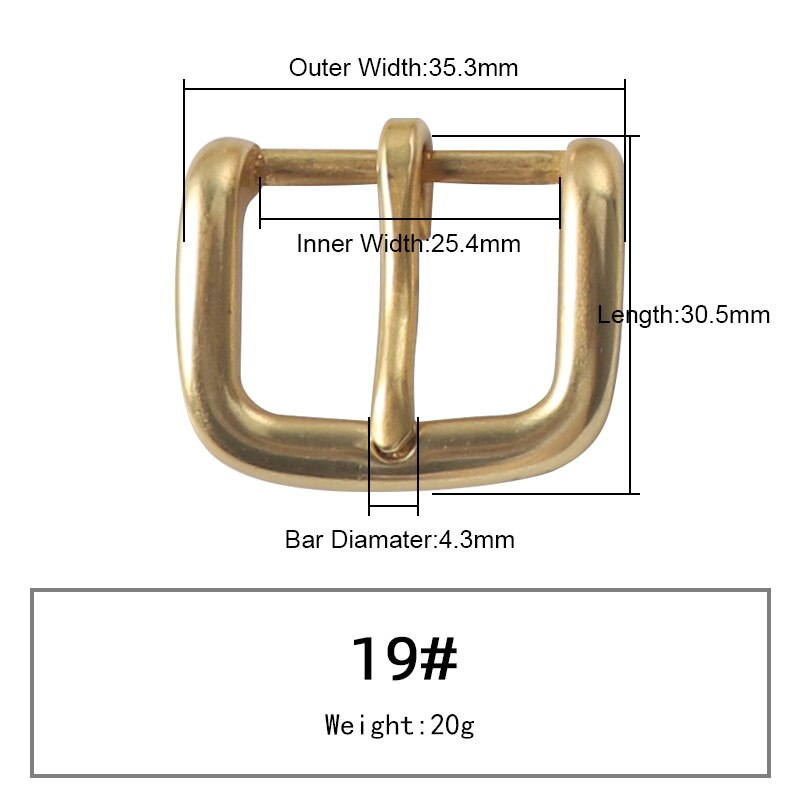 WUTA Solid Brass Belt Buckle Pure Copper Women Men&#39;s Pin Buckle Manual DIY Leather Craft Hardware-Various Size: 019