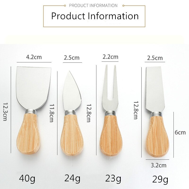 1/4pcs one set Stainless Steel Cheese Knives Set TOak Handle Cheese Cutter Cheese Board Butter Spatula Kitchen Cheese Tools