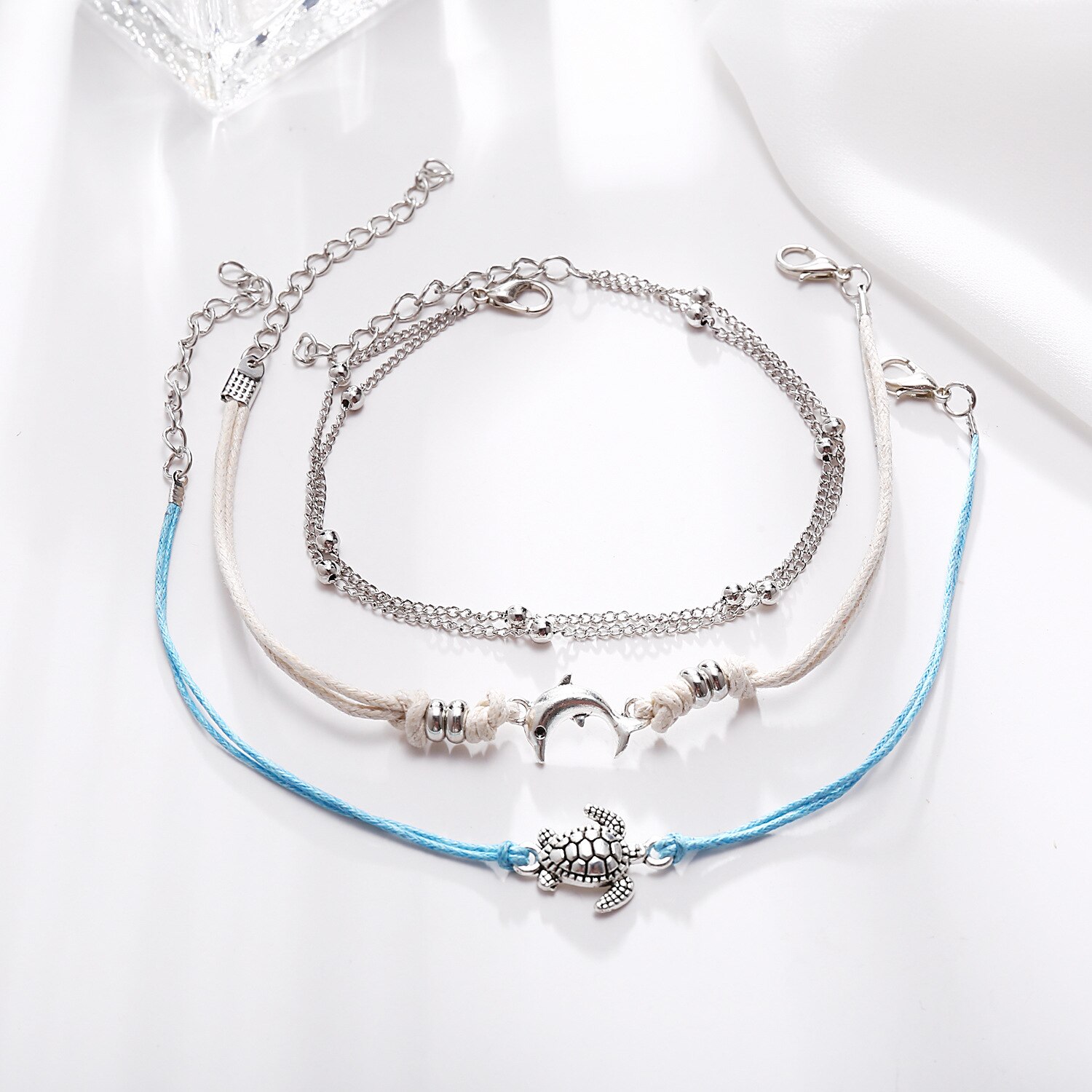 Trend Mode Accessoires Bohemian Stijl Enkelband Retro Schildpad Dolfijn Geweven Enkelband Set Vrouwen Sieraden