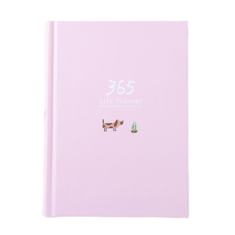 365 suunnittelija agenda muistikirja värikäs sisäsivu kuvitus vuotuinen päiväsuunnitelma päiväkirja päiväkirja kirja ennätys elämän paperitavarat: Vaaleanpunainen
