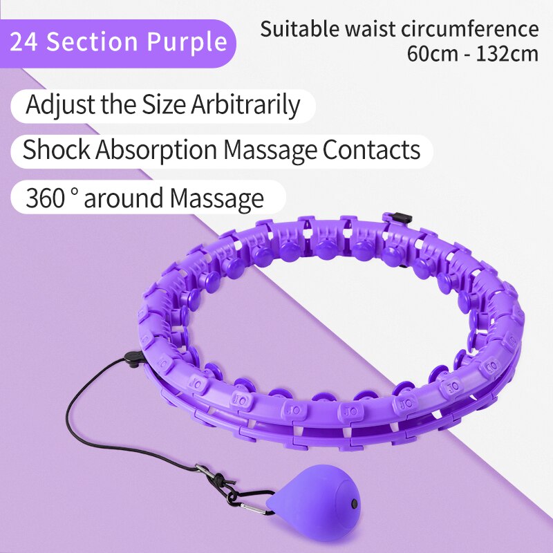 TMT 18-24 Section Sport Hoops Detachable 360° Smart Massage Thin Waist Hoop Fitness Equipment for Weight Loss Home Training Gym: 24 purple