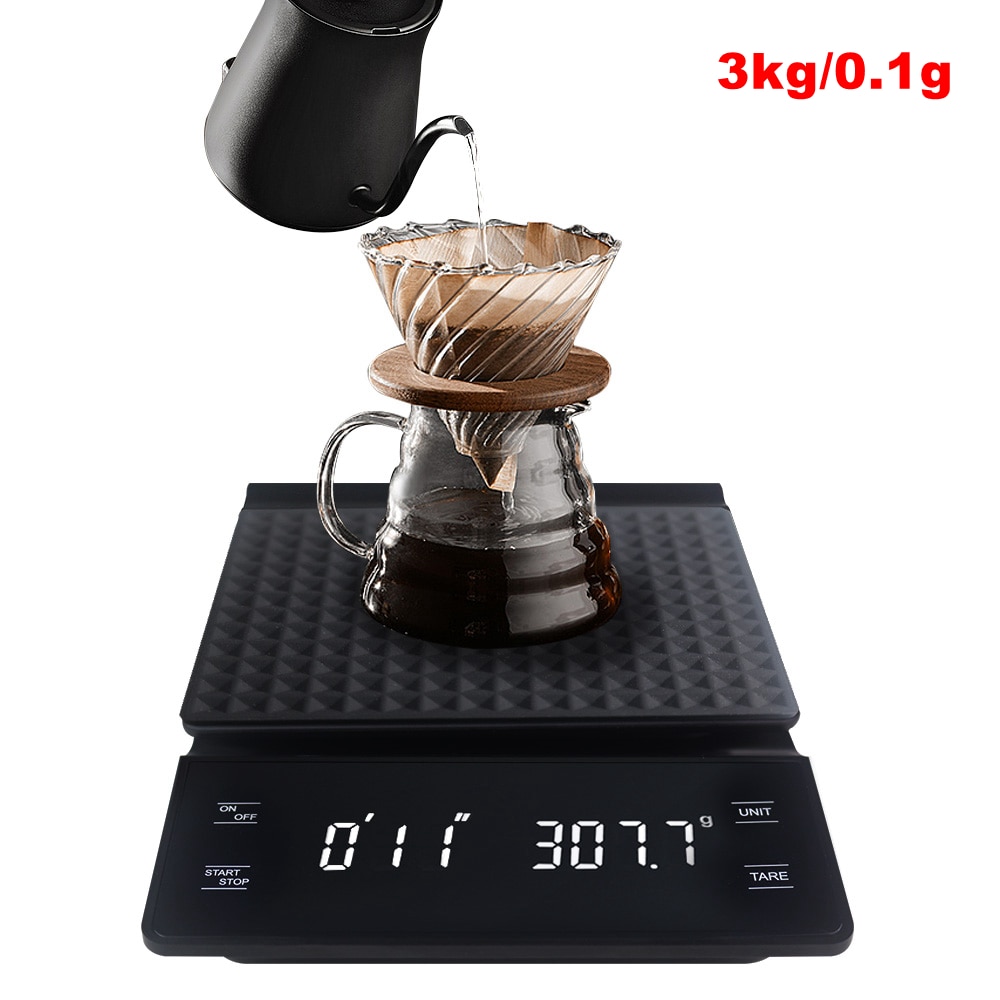 Electronic Coffee Scale Hand Versatile Bar Electronic Scale Gram Scale with Timer 3KG Kitchen Scale LED Display Food Scale