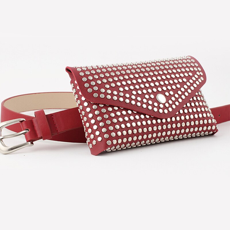 Women Waist Bag Female Belt Brand Pu Leather Purse Rivet Fanny Pack Ladies Waist Pack Belly Bags
