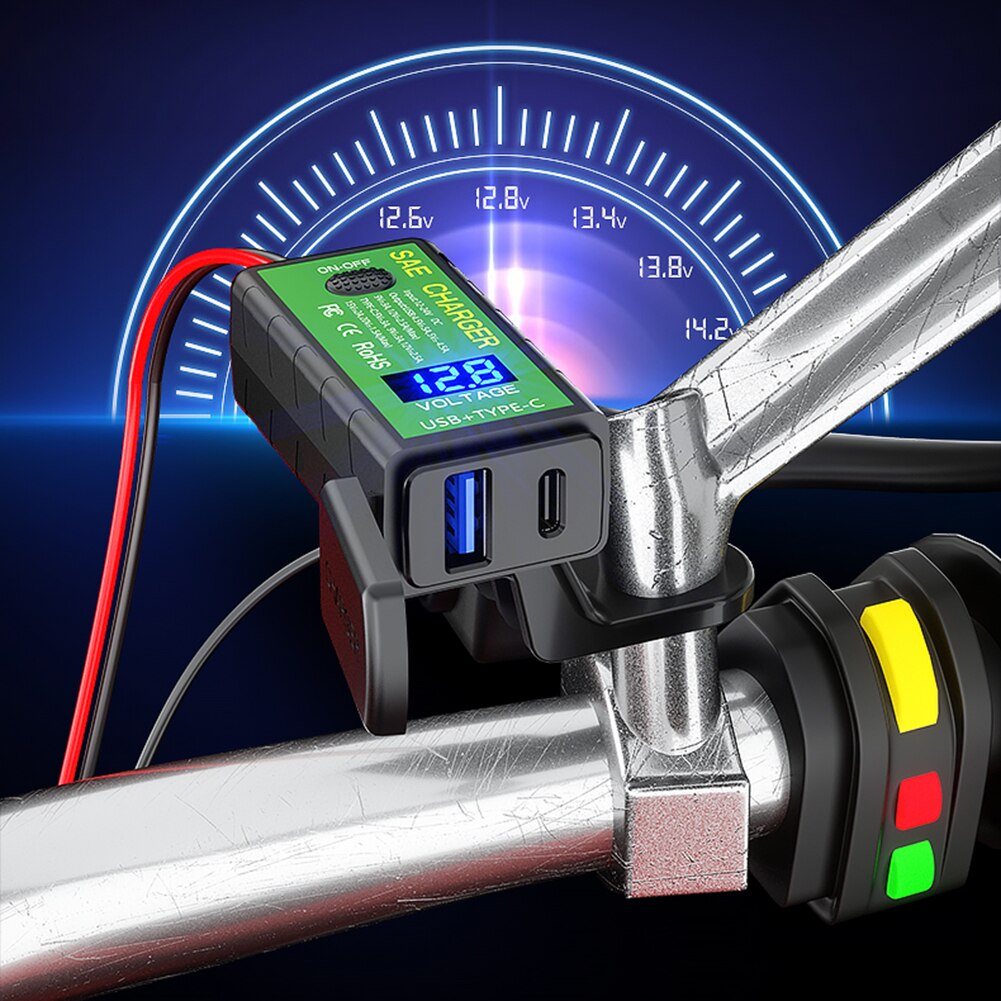 Dobbelt usb motorcykellader lethed portabilitet ingen plads optager 12v sae til usb vandtæt adapter til telefon gps