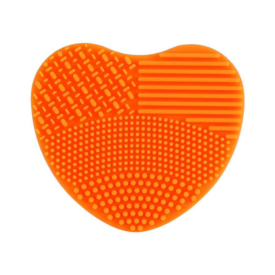 1pc siliconen make-up kwasten reinigingspads make-up waskwast gel reinigingsmat foundation make-up kwasten scrubber board tool: Oranje