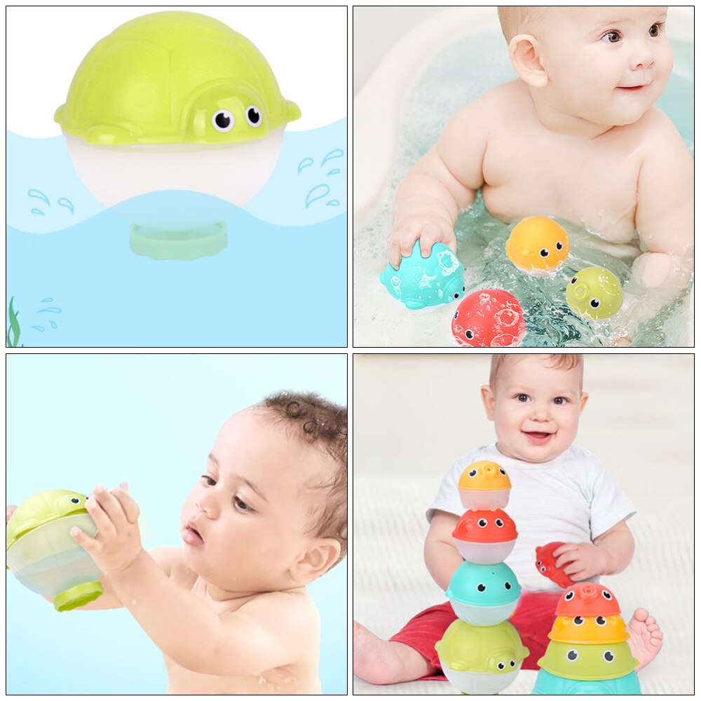 4Pcs Bath Toys Educational Adorable Portable Stackable Stacking Cups Bathtub Toys Bath Stacking Toys for Baby Toddler