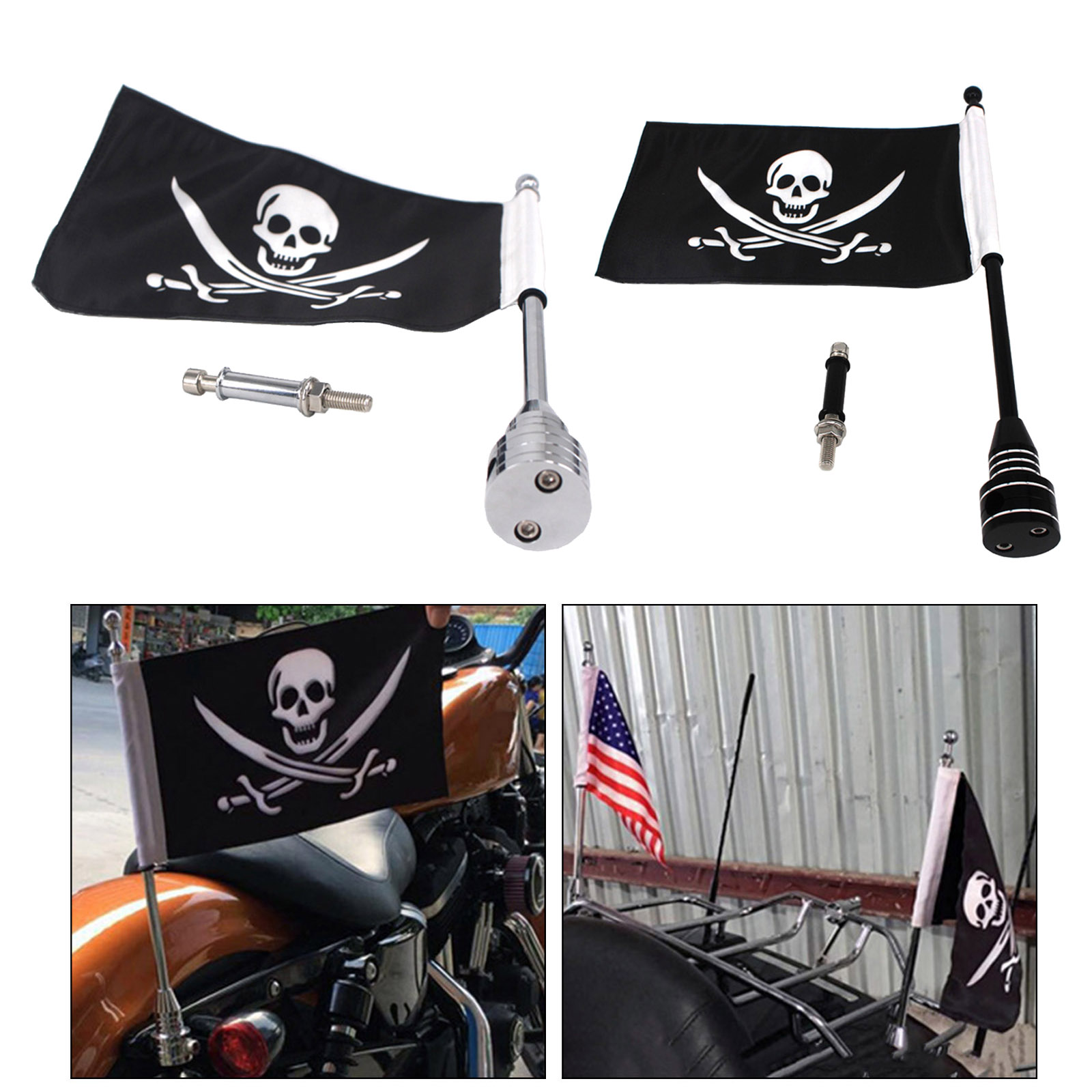 Motorcycle Flag Pole Universal Fit For Harley Pour 1200 1997