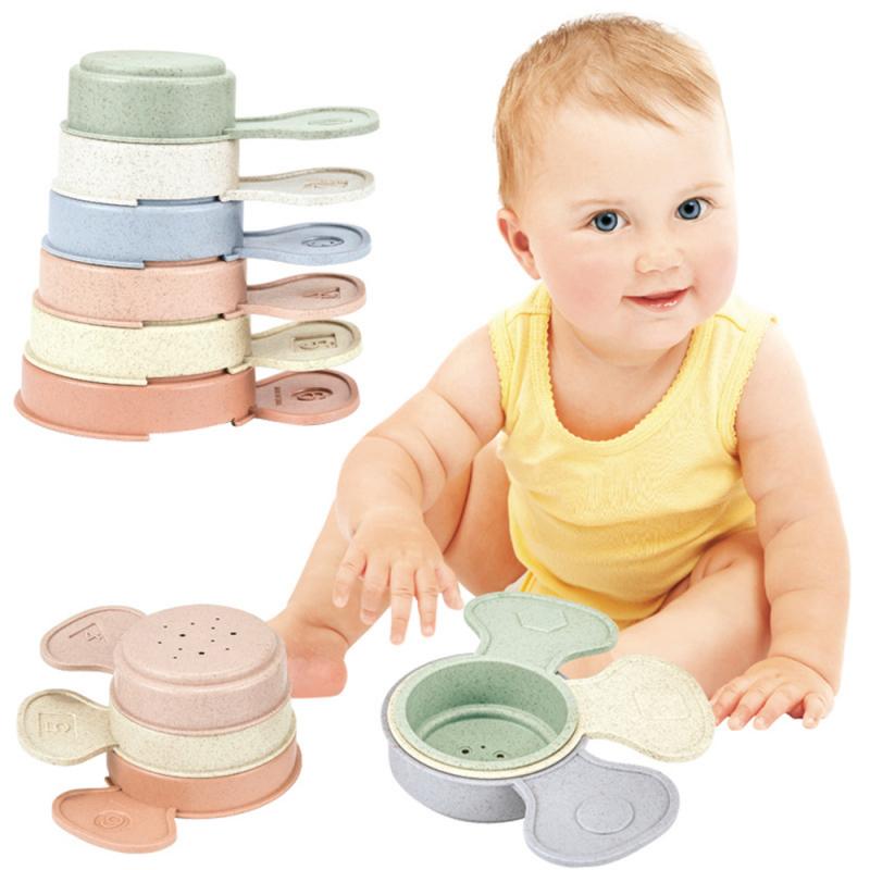 Baby Bath Stacking Cup Set Infant Shower Montessori Bathtub Tower Toy Child Puzzle Swimming Pool Beach Toys For 0 12 Months Kids: 10