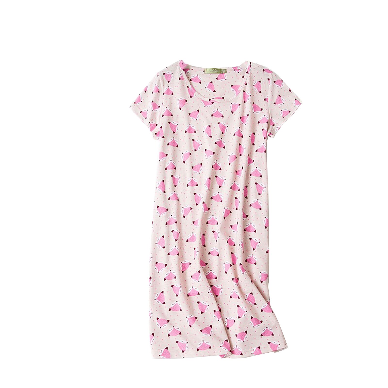 Robes de nuit en coton à manches courtes pour femmes, vêtements de nuit, dessin animé, tenue de maison, salon, # T1Q: WH / M