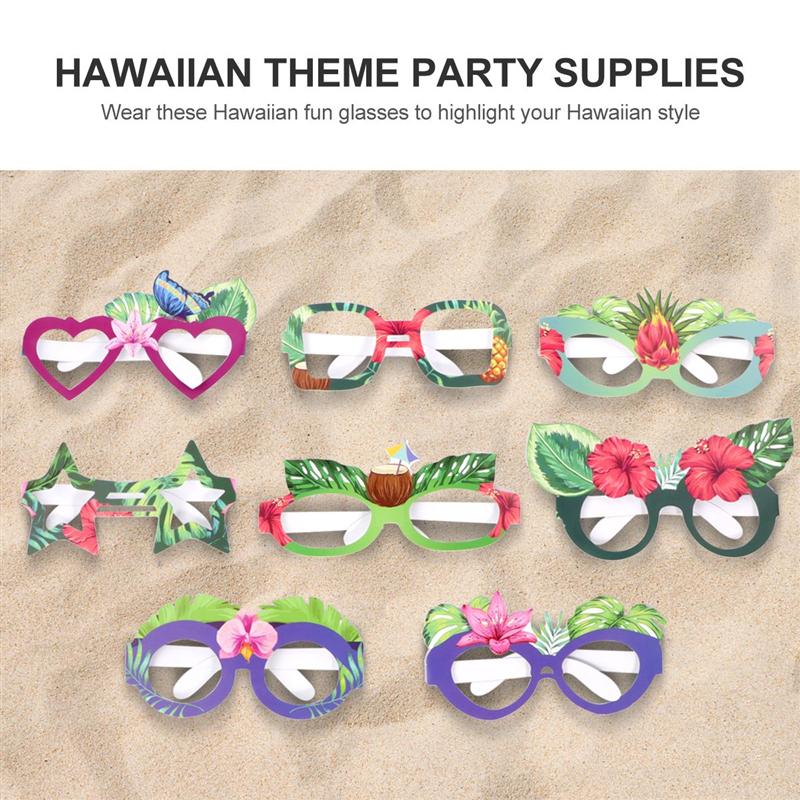 8 Stuks Verjaardagsfeestje Bril Decor Grappige Papier Bril Zonnebril Decoratieve Props Hawaii Party Gunsten