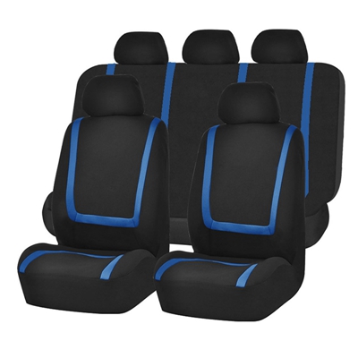 Fundas de asiento de automóvil de tela de lujo Universal 9 Uds. Accesorios de asiento de coche de seda de hielo súper transpirable: 9pcs Set Blue