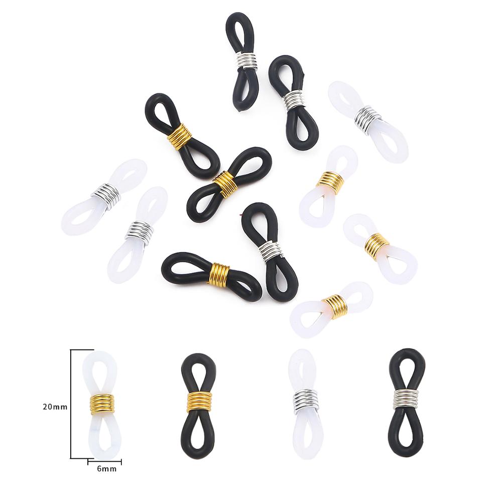 20pcs/lot 20x6mm Adjustable Glasses Chain Silicone Rubber Ring Non Slip DIY Connector Strap Eyelets Rope glasses Cord Accessory