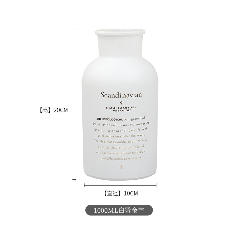 Nordic Black White Glass Vases Hydroponics Plant Flower Home Decor Artificial Flower Bouquet Vase Wedding Table Decoration: White L