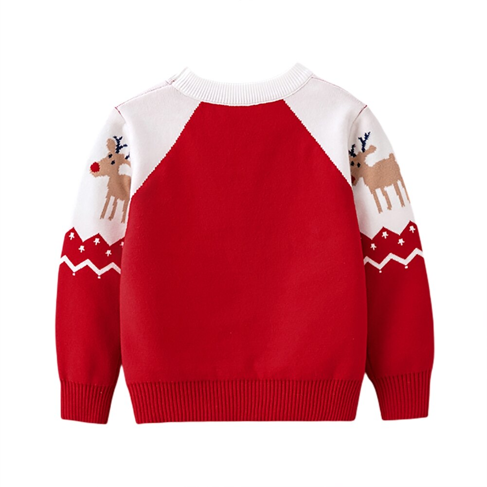 Suéter de punto para niños y niñas, ropa cálida con cuello de tornillo y dibujo de alce, otoño e invierno, 2-7T