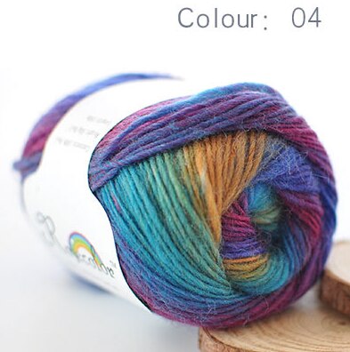 100% Wol Garen Voor Breien Geverfd Regenboog Gehaakte Fancy Chunky Hand Geweven Kleurrijke Scores Kasjmier Garen Draad 8Pcs: 04