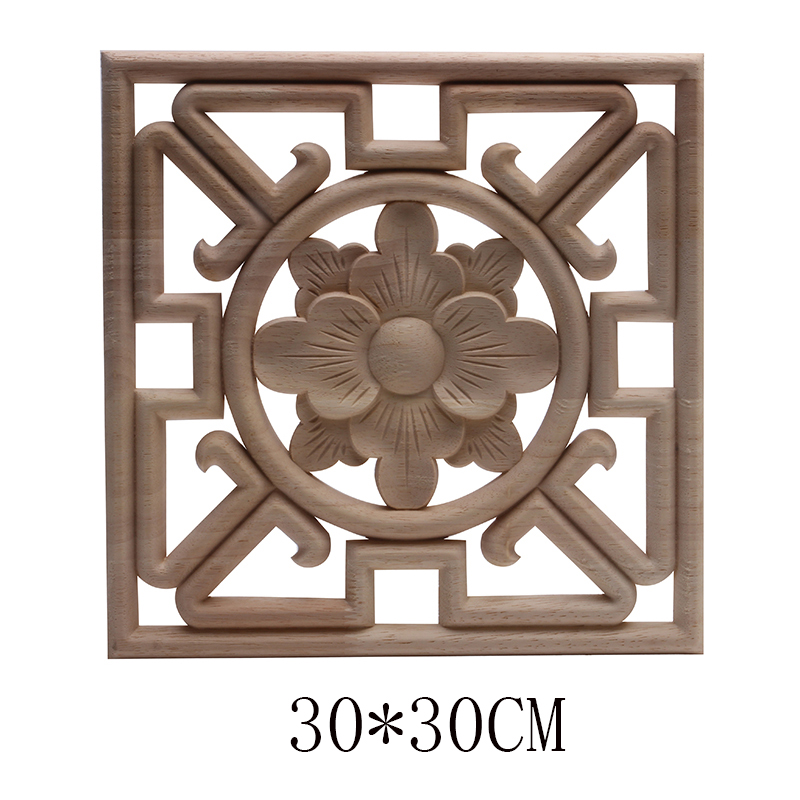 Hout Applique Onlay Hout Decal Hout Beeldjes Houten Gesneden Decor Unpainted Grote Kroon Laat Ovale Bloem Meubels Deuren Thuis: B71-6