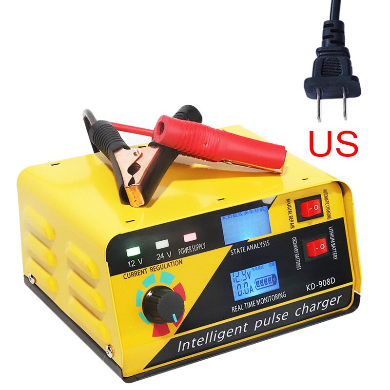 Car AGM Start-stop Car Battery Charger 400AH Intelligent Pulse Repair Battery Charger 12V 24V for RV, ATV, Boat Truck Motorcycle: US