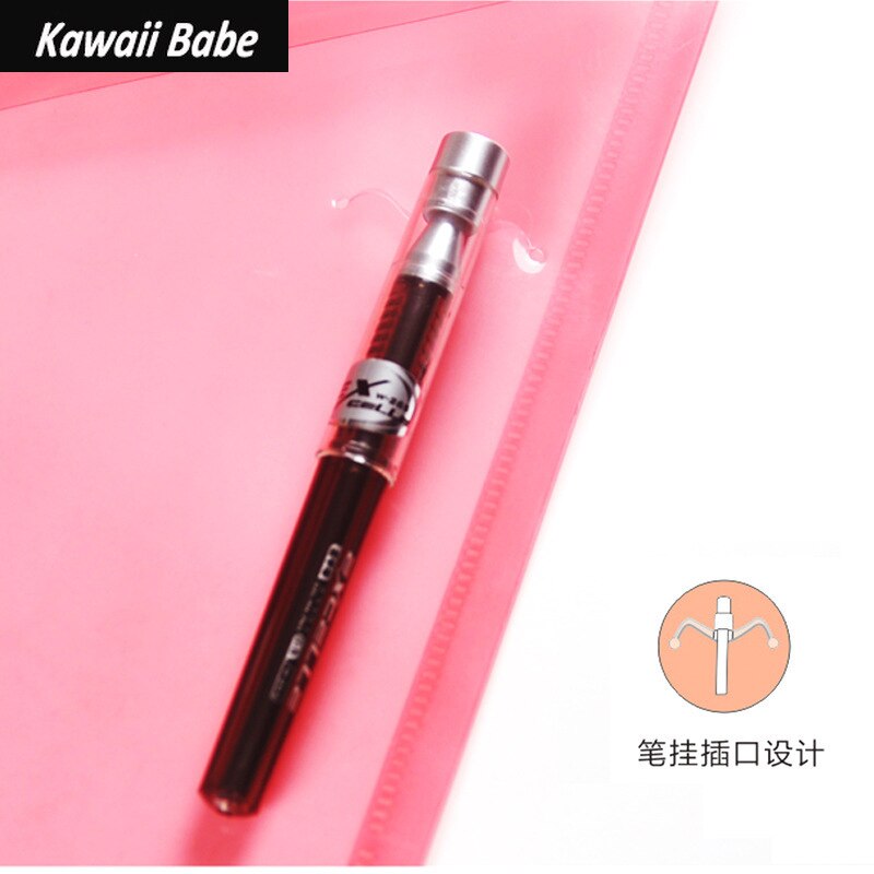 File Folder Desk Organizer 12pcs Color Transparent Plastic Closure Documents Bag A4 File Cover Business School Filing Products