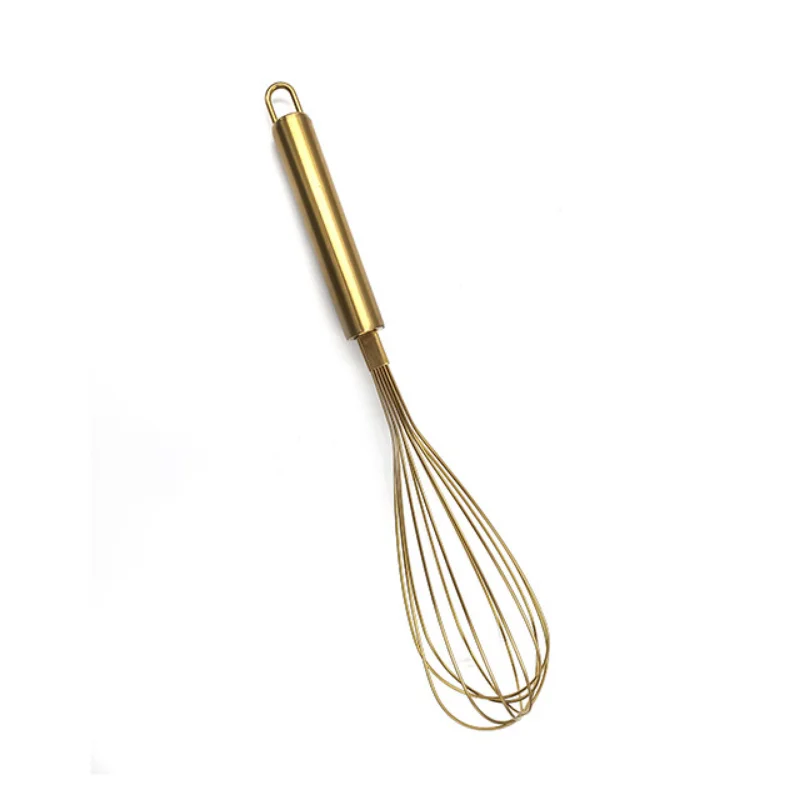 1Pcs Gold Edelstahl Schneebesen Hand Schneebesen Ei Mixer Backen Kuchen Werkzeug Backen Set Hause Ei Werkzeuge Küche zubehör für Ei