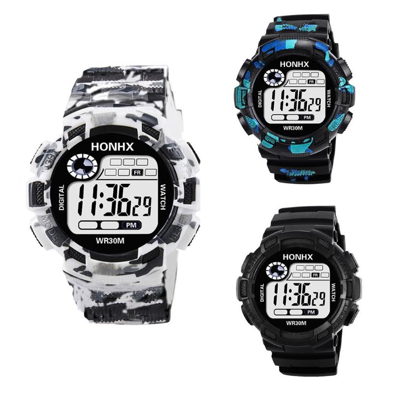 Men Sports Digital Watch Waterproof Wristwatch LED Camouflage Sports Electronic Shock Outdoor Watch