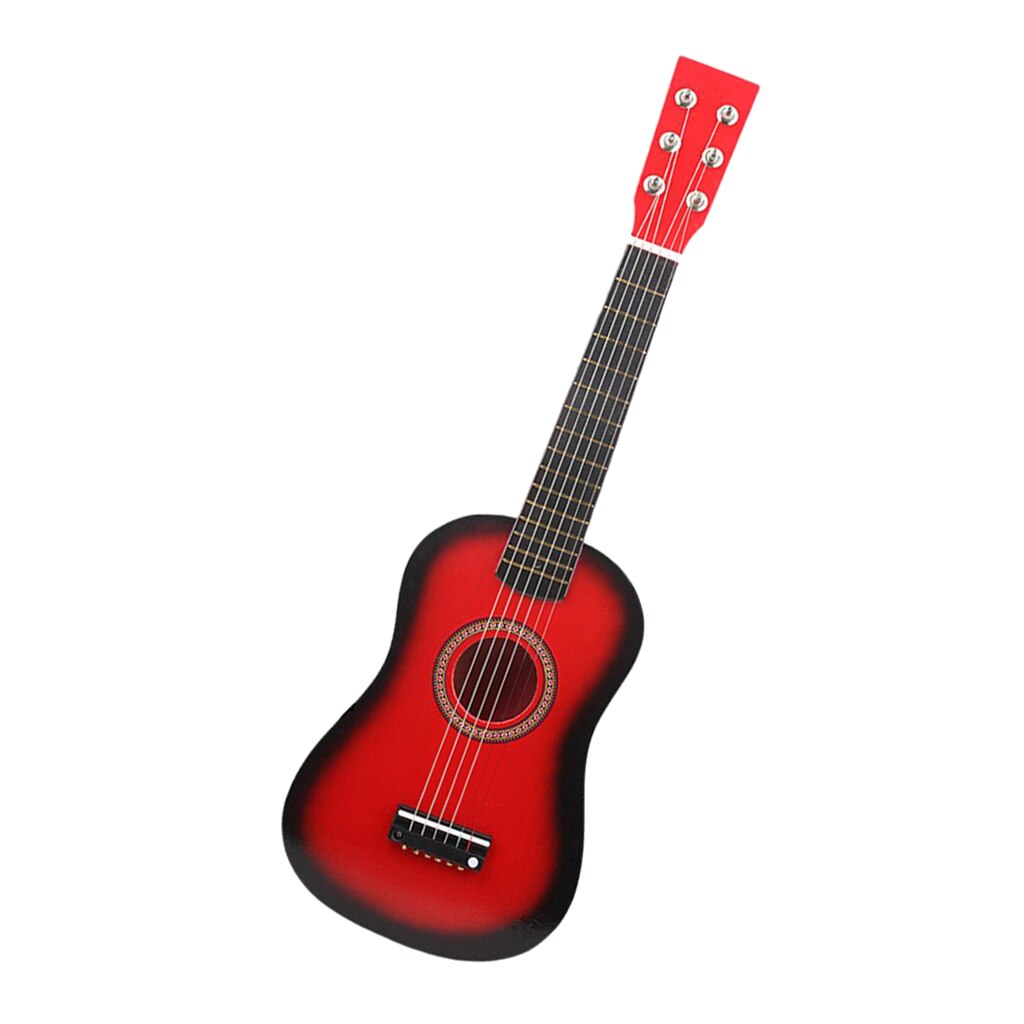 21 inch Exquisite Solid Wood 6 Strings Acoustic Guitar Practice Mini String Musical Instrument for Beginners Music lovers: Red