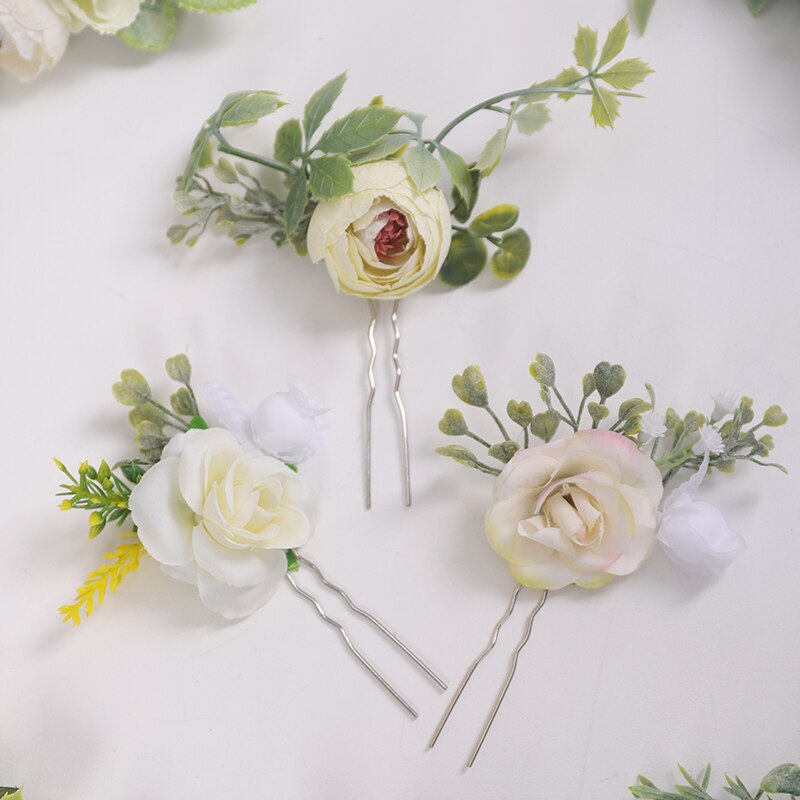 Romantische Licht gelb Hochzeit Haar Pins Blatt Braut haar clip Blume Haar Zubehör für braut dekoration