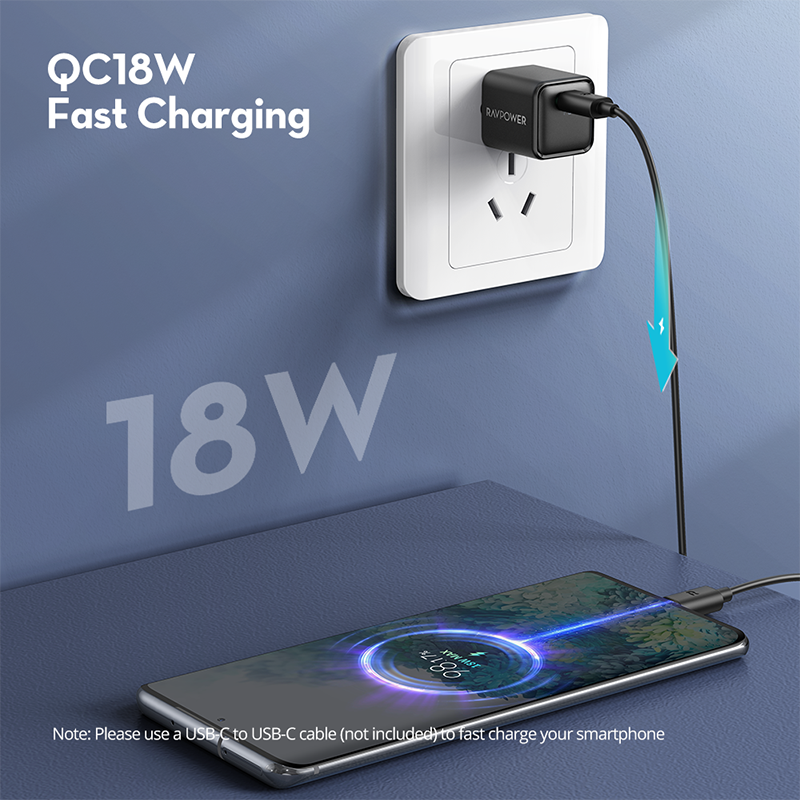 RAVPower – chargeur rapide 20W, adaptateur de charge mural Type C PD 3.0, chargeur de voyage Portable pour ordinateur Portable Huawei iPhone 12 13 Pro, 2 paquets