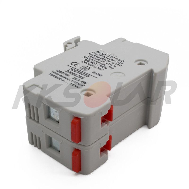 Portafusibles 2P PV, 10x38mm con Fusible DC 1000V 10A 15A 20A para protección de Sistema Solar, 1 Juego