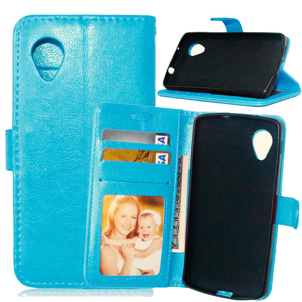 Étui en cuir Style portefeuille rétro avec porte-cartes, pour LG Google Nexus 5 E980 D821 D820: Blue