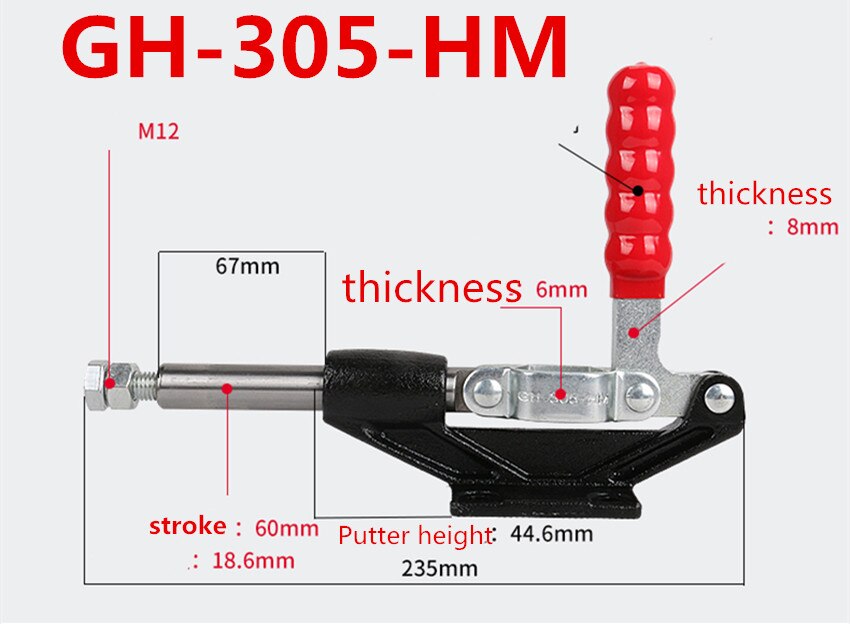 DE-STA-CO 1/pk Houd Klem 45KG Holding Capaciteit 66mm Lengte Quick GH-304/305-CM/EM /HM