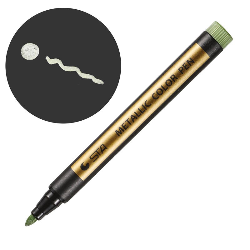 10 farver metalliske tuschpenne penselpenne til klippemaling medium spids keramisk glas skolekunstartikler tuscher 04311: 35