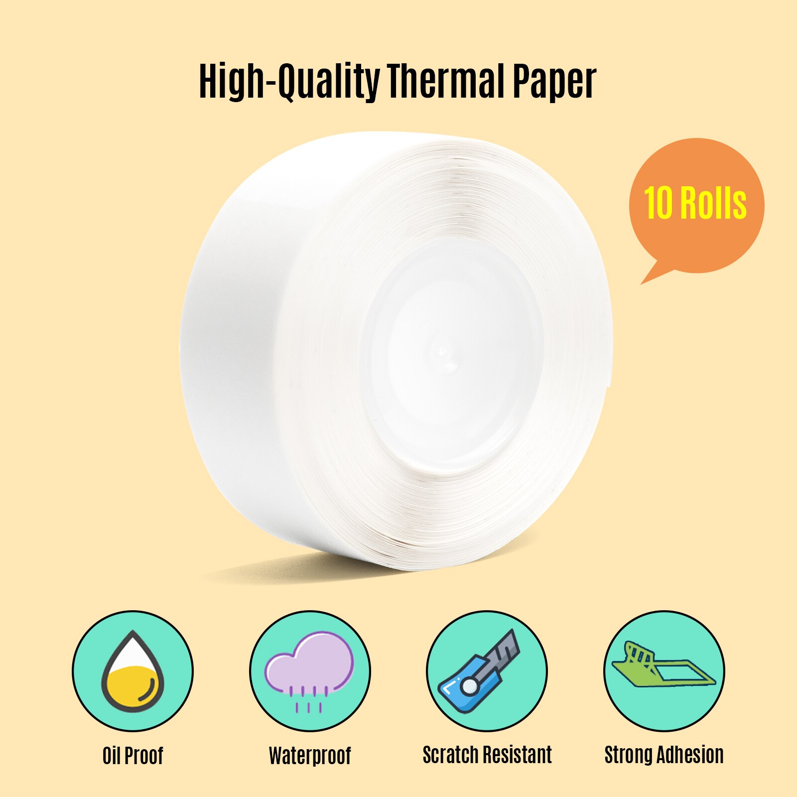 10 Rolls White Blank Label Paper Self-Adhesive Thermal Paper Roll 12*22mm 260sheets/roll Compatible with D30 Thermal Printer