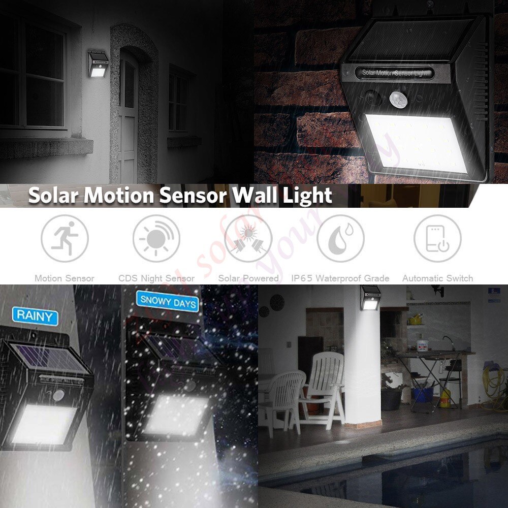 Solar Light PIR Motion Sensor Garden Waterproof Outdoor Energy Saving Street wall Yard Path Home spot flood wall Lamp garage