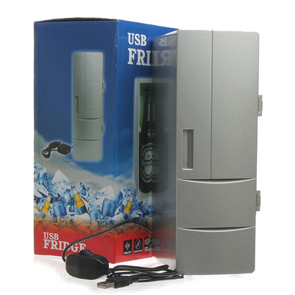 Mini USB Cooler Warmer Fridge Desktop Cooling Beverage Drink Can White