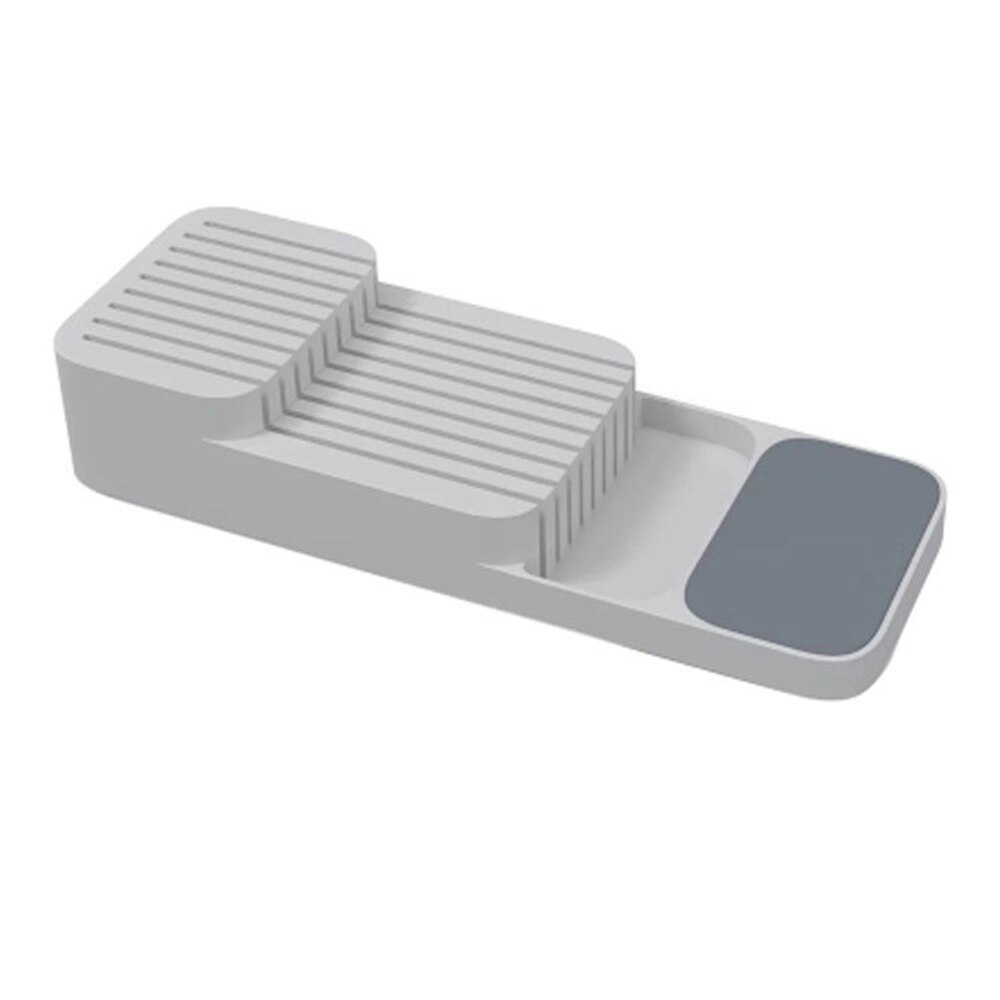Knife Block Holder Plastic Cutlery Drawer Organizer Tray Knives Utensil Rack Universal Knife Stand Organizer Kitchen Storage: Gray