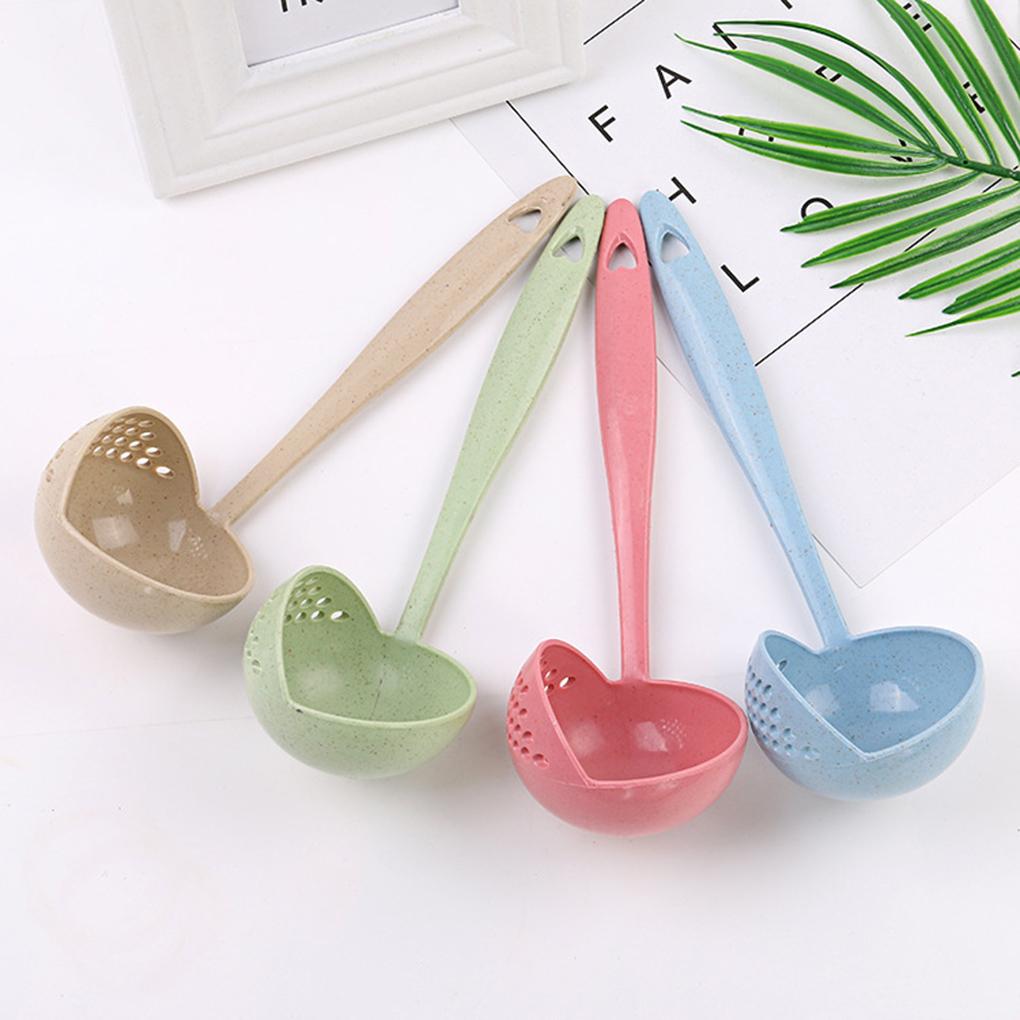 Wheat stalk 1 piece 2 in 1 tablespoon strainer long handle spoon cute tableware cooking plastic spoon tableware