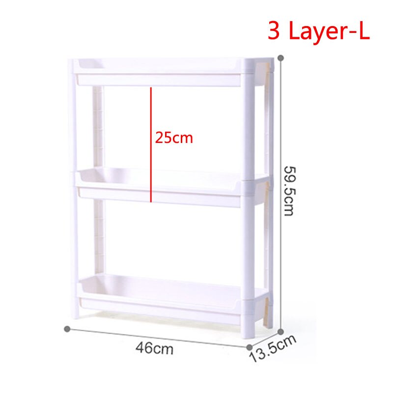 Multifunctional Gap Storage Rack Multi-Layer Plastic Kitchen Bathroom Shelf Organizer Home Sundries Finishing Rack: 3 Layeer-L