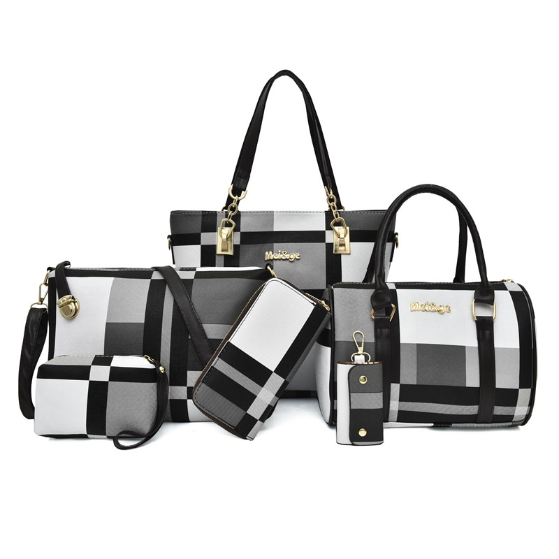 Kvinder håndtasker skulder crossbody tasker pu læder tasker miwind 6- stykke sæt funktionelle bærbare tasker med stor kapacitet