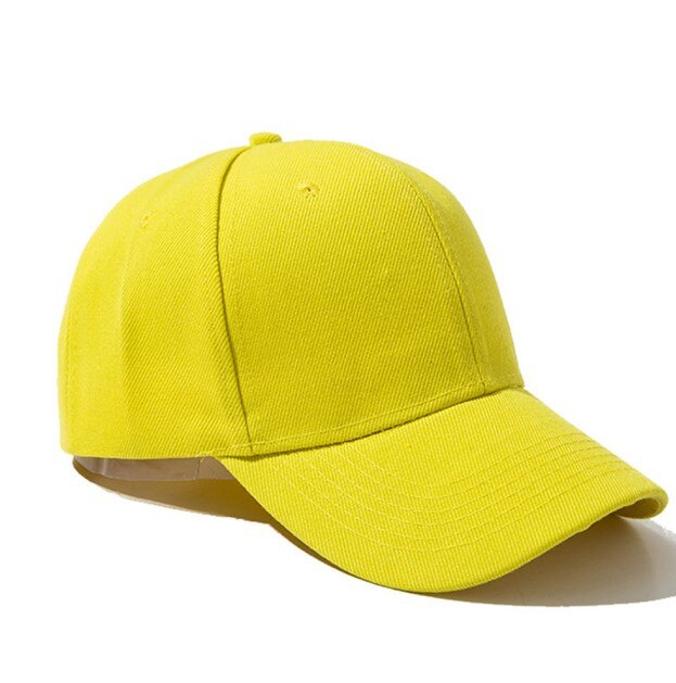 1pcsFashion Women Blank Baseball Tennis Cap Plain Snap Back Hats Adjustable Caps Plain Curved Sun Visor Solid Color Baseball Cap: yellow