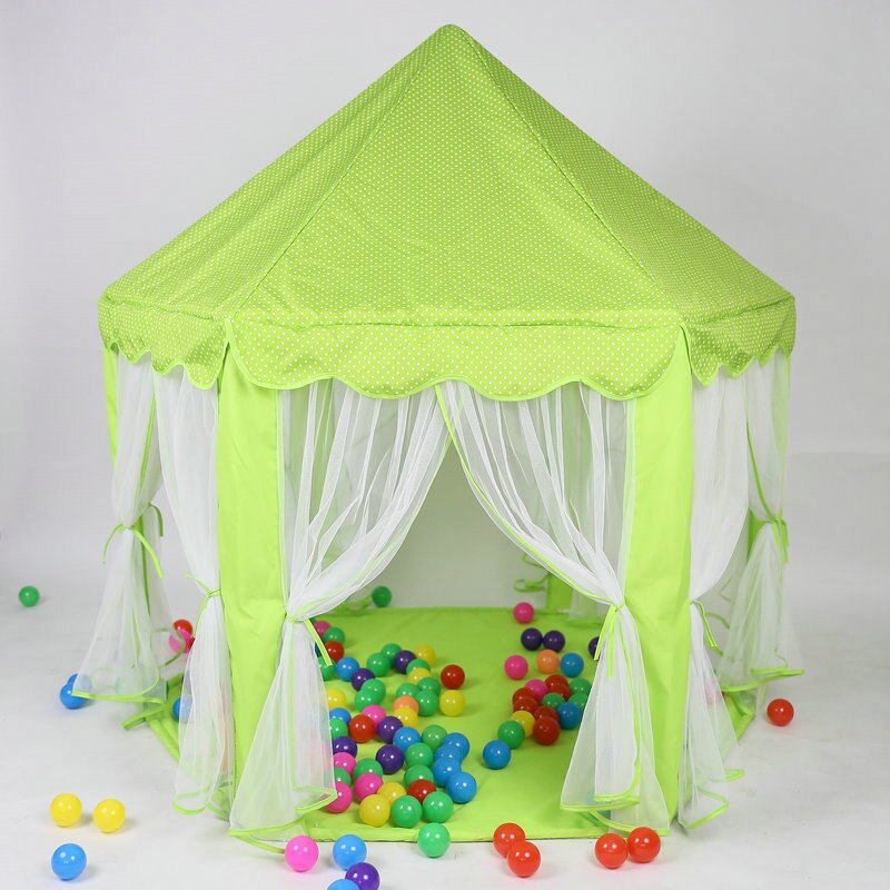 Girl Princess Castle Foldable Tents Playhouse Ball House Children Playing Sleeping Toy Tent Indoor Outdoor Portable Tent Y40: Green