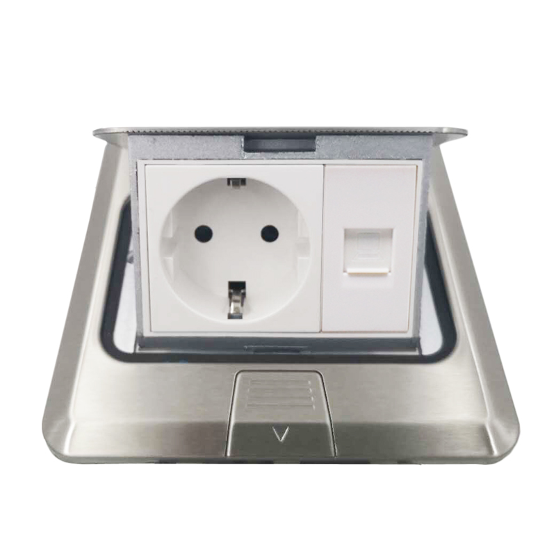 Eu standard rustfrit stål panel pop up jord stikkontakt tysk stikkontakt blank board computer usb 2 pin funktionsnøgle udskiftet