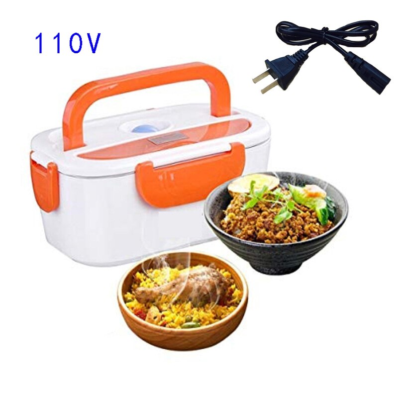 110v 220v us eu stekker elektrische lunchbox plastic voedselverwarmer thuis school kantoor verwarmde bentobox draagbaar bpa-vrij: 110v gele amerikaanse stekkers