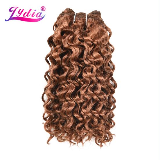 Lydia Synthetic Water Wave Hair Bundles 10 Inch 100g/Bundle Natural Black Pure Color Weave 3 Bundles/Pack Double Weft: #30