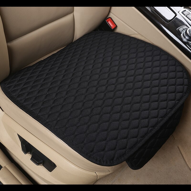 Black Car Seat Cover Universal Breathable Four Seasons Flax Cushion For Most Auto Four Door Sedan SUV Car Seat Protector: black front 1