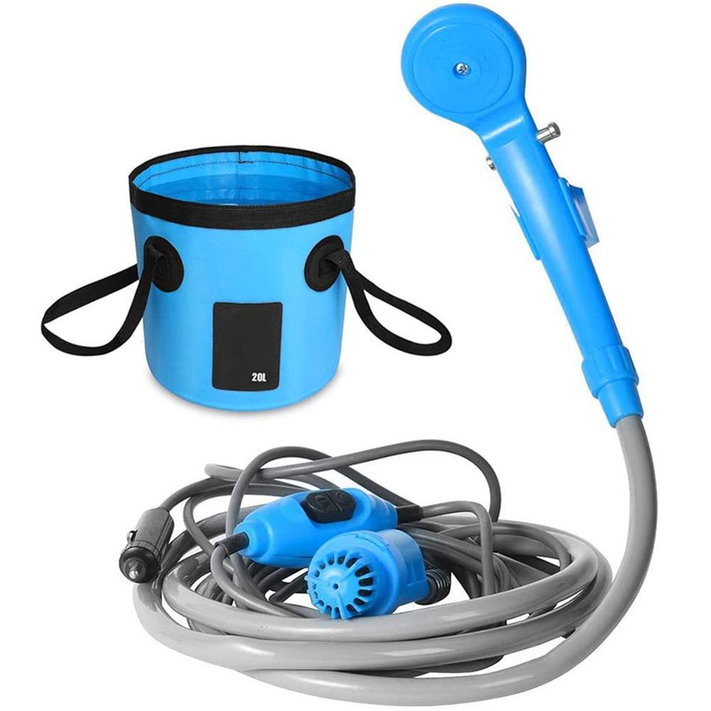 Outdoor Handheld Camping Water Douche Bag Set Regendouche Auto Motorfiets Auto Washer Ocean Beach Body Washer: Blue