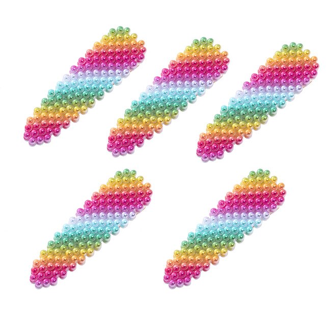 Babyaccessoires 5 stuks/sets dames meisjes schuif haarspelden regenboog parel kristal parel haarspeld grip haar hoofdtooi kinderen: Regenboog